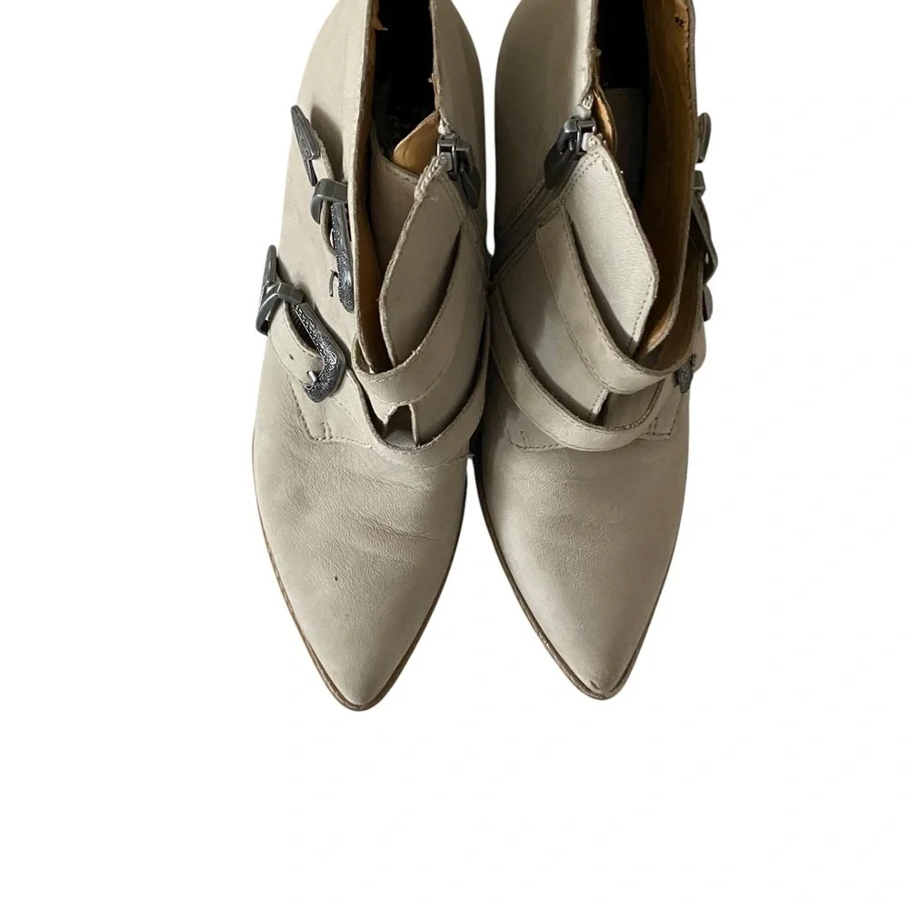 Franco Sarto Tan Granton Ankle Boots with Buckle Detail Suede Leather Block Heel